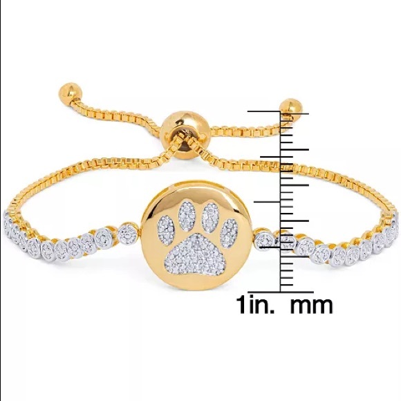 New Diamond Accent Animal Paw Adjustable Bracelet - Picture 2 of 4